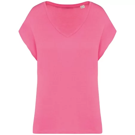 T-shirt écoresponsable loose à col V femme