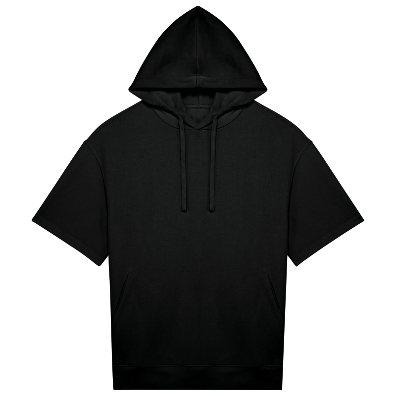 Sweat-shirt écoresponsable à capuche à épaules tombantes manches courtes French Terry unisexe