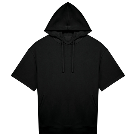 Sweat-shirt écoresponsable à capuche à épaules tombantes manches courtes French Terry unisexe