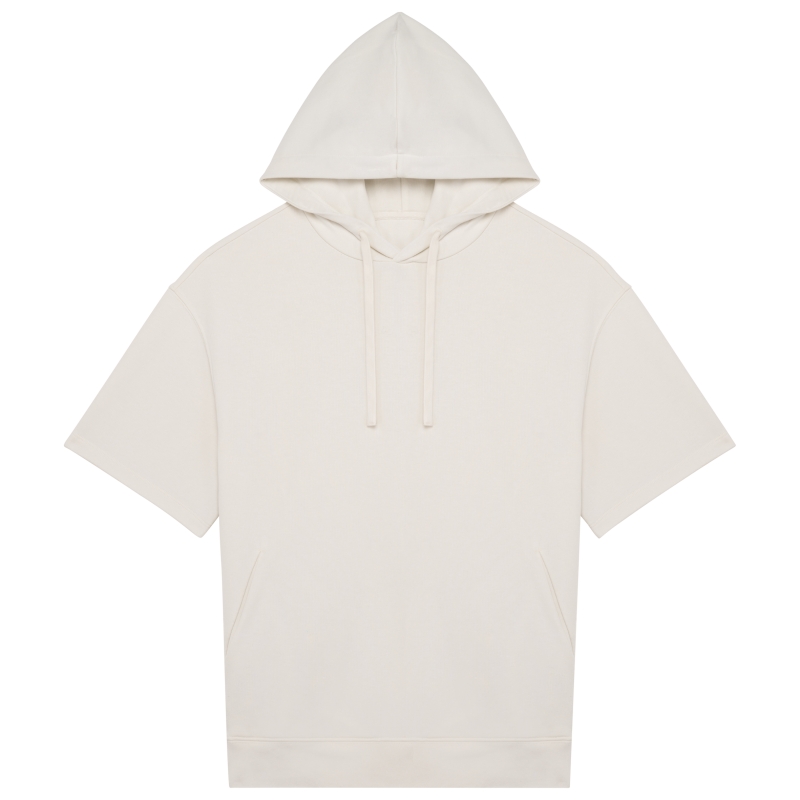 Sweat-shirt écoresponsable à capuche à épaules tombantes manches courtes French Terry unisexe