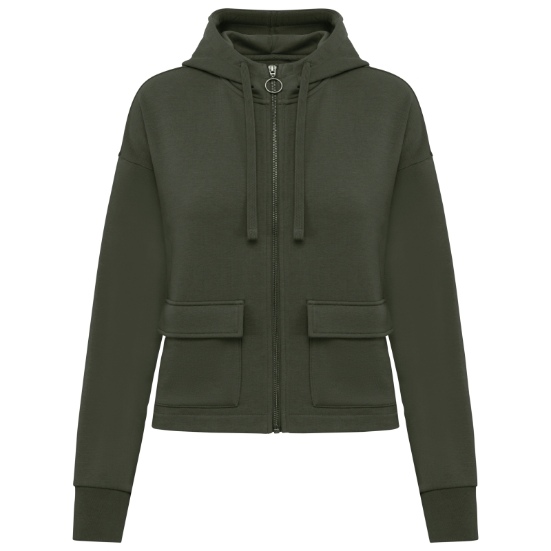 Sweat-shirt écoresponsable zippé à capuche French Terry femme