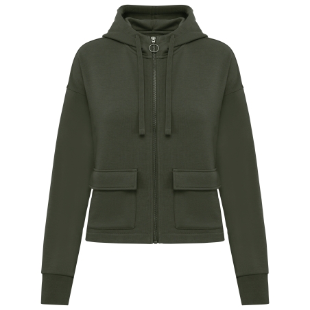 Sweat-shirt écoresponsable zippé à capuche French Terry femme