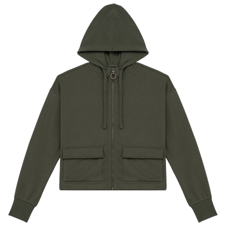 Sweat-shirt écoresponsable zippé à capuche French Terry femme