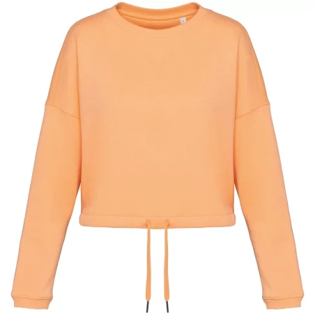 Sweat-shirt écoresponsable à col rond oversize crop femme