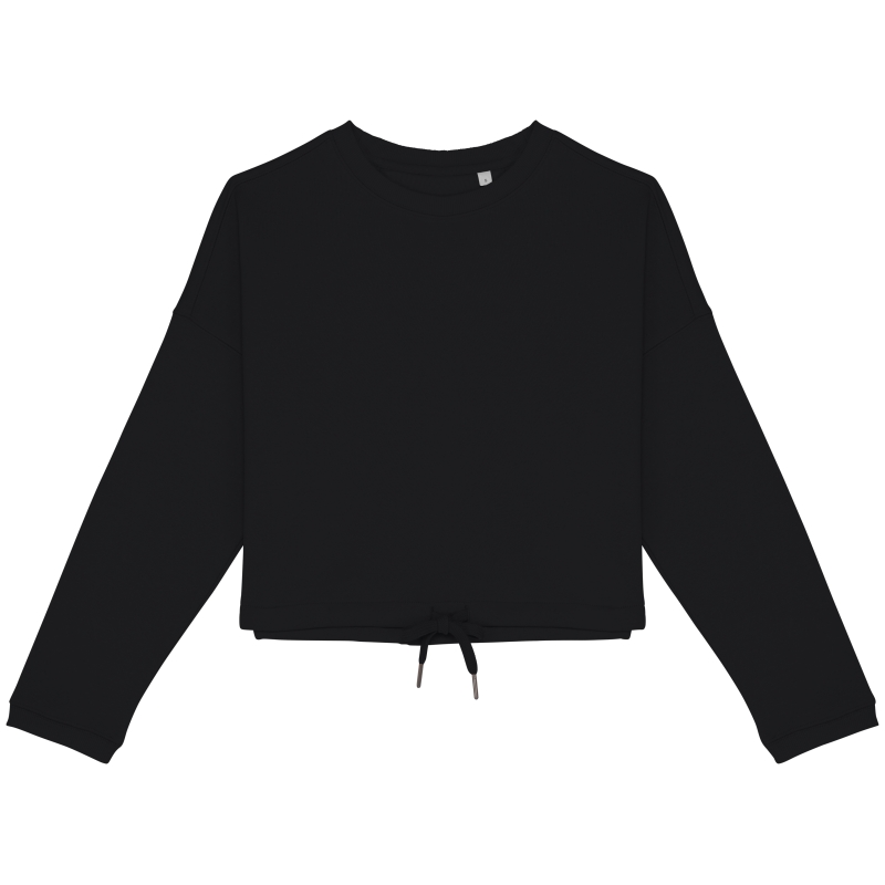Sweat-shirt écoresponsable à col rond oversize crop femme