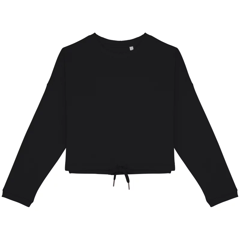 Sweat-shirt écoresponsable à col rond oversize crop femme