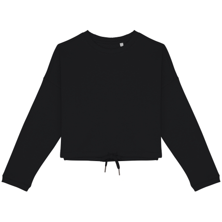 Sweat-shirt écoresponsable à col rond oversize crop femme