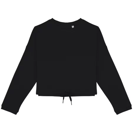 Sweat-shirt écoresponsable à col rond oversize crop femme