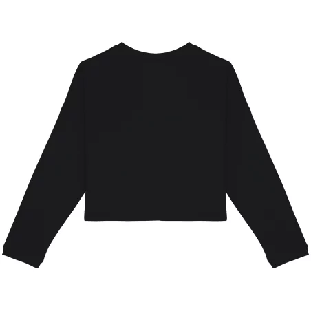 Sweat-shirt écoresponsable à col rond oversize crop femme