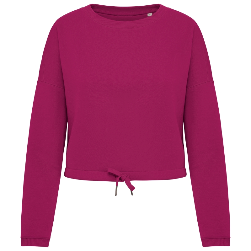 Sweat-shirt écoresponsable à col rond oversize crop femme