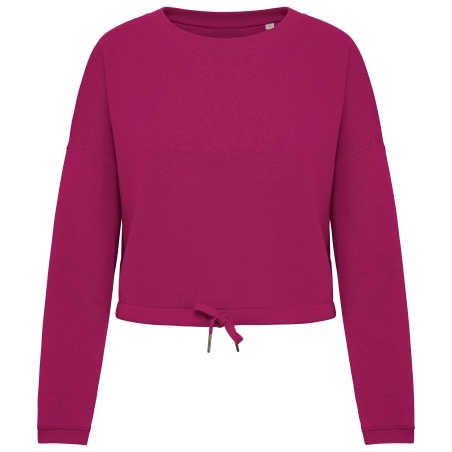 Sweat-shirt écoresponsable à col rond oversize crop femme