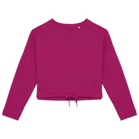 Sweat-shirt écoresponsable à col rond oversize crop femme