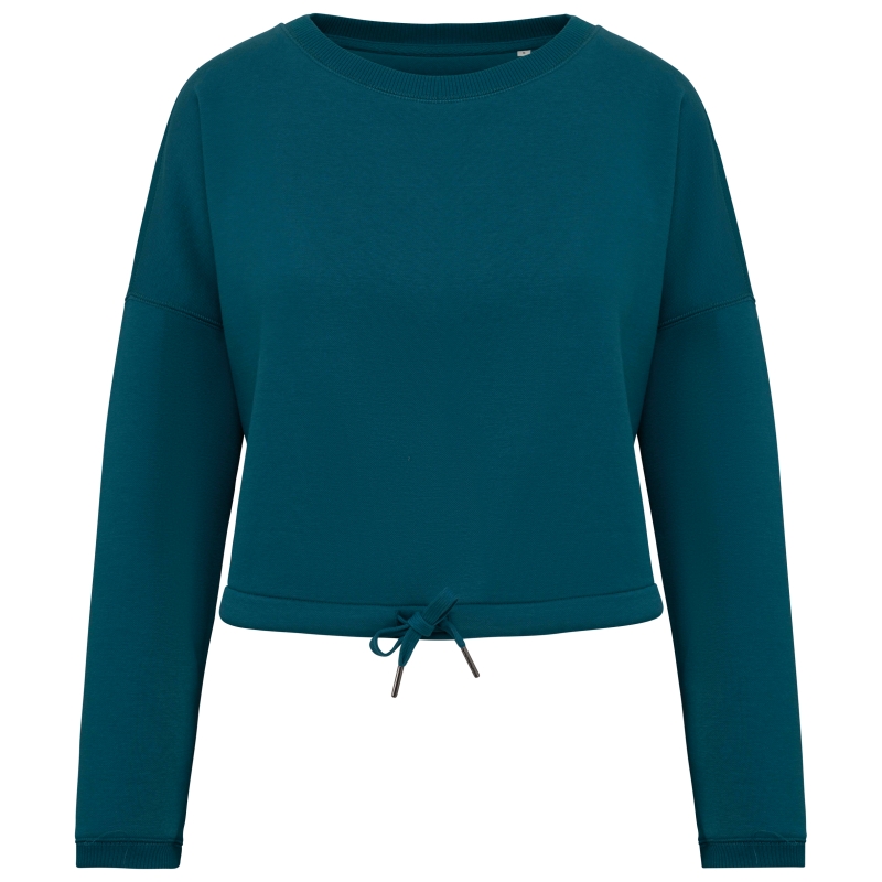 Sweat-shirt écoresponsable à col rond oversize crop femme