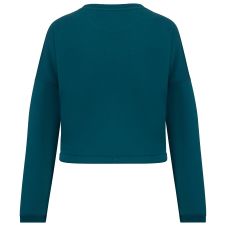 Sweat-shirt écoresponsable à col rond oversize crop femme