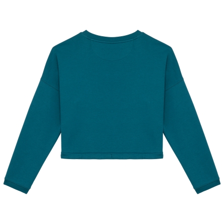 Sweat-shirt écoresponsable à col rond oversize crop femme