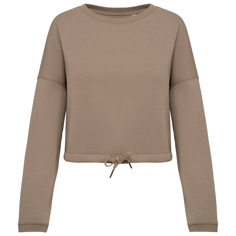 Sweat-shirt écoresponsable à col rond oversize crop femme