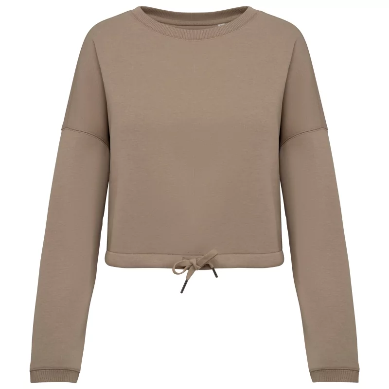 Sweat-shirt écoresponsable à col rond oversize crop femme