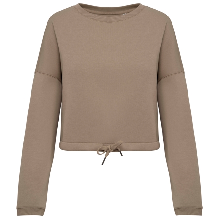 Sweat-shirt écoresponsable à col rond oversize crop femme