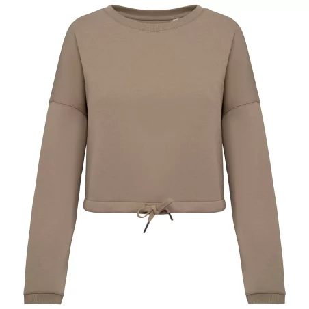 Sweat-shirt écoresponsable à col rond oversize crop femme