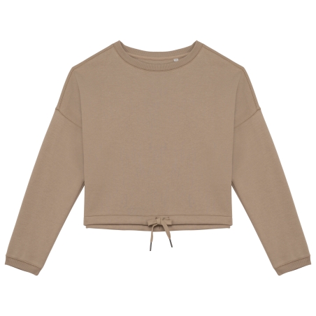 Sweat-shirt écoresponsable à col rond oversize crop femme