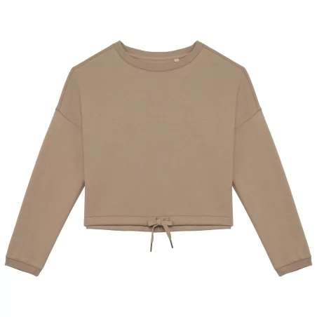 Sweat-shirt écoresponsable à col rond oversize crop femme