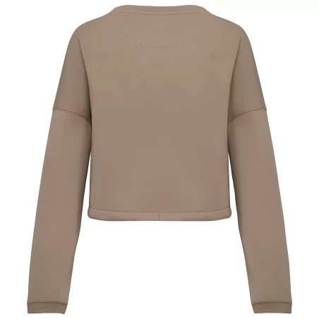 Sweat-shirt écoresponsable à col rond oversize crop femme