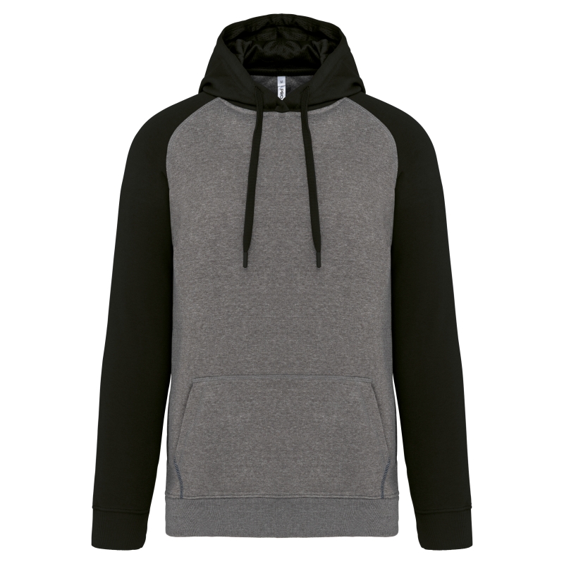 Sweat-shirt à capuche bicolore unisexe