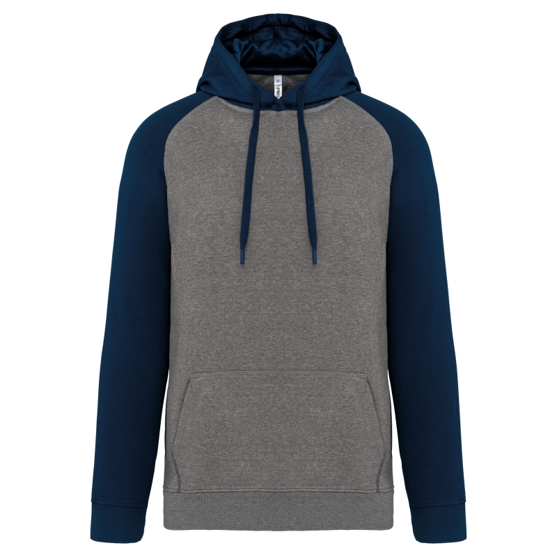 Sweat-shirt à capuche bicolore unisexe