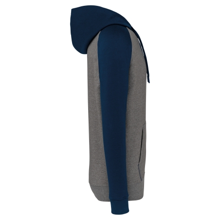 Sweat-shirt à capuche bicolore unisexe