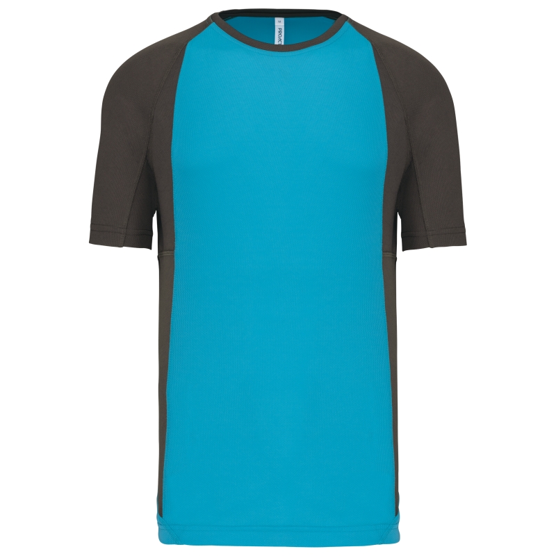 T-shirt de sport bicolore manches courtes unisexe