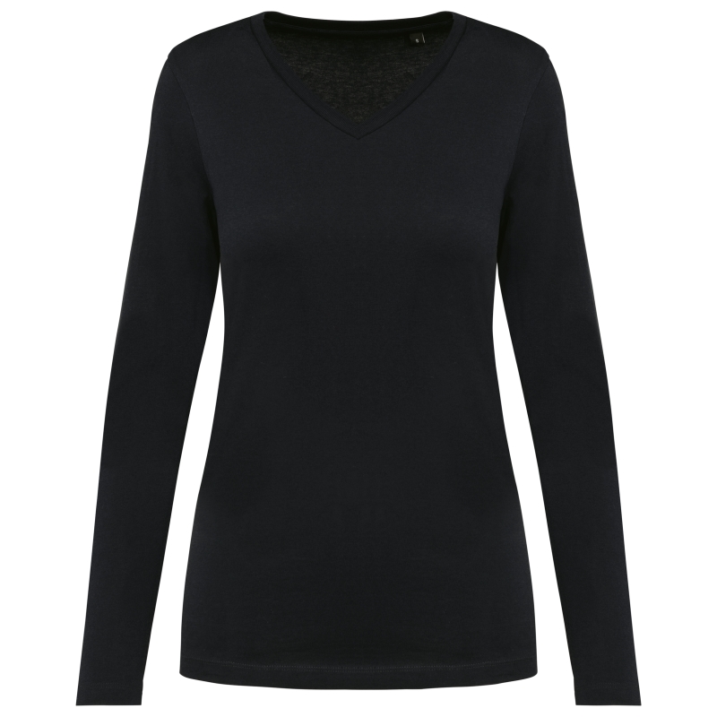 T-shirt Supima® col V manches longues femme