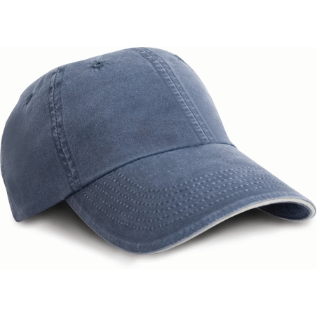 Casquette coton fine ligne lavé avec visière sandwich