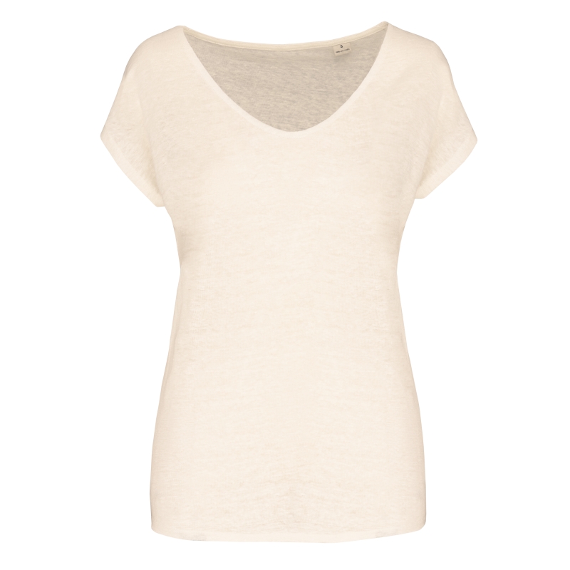 T-shirt col V en lin femme