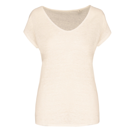 T-shirt col V en lin femme