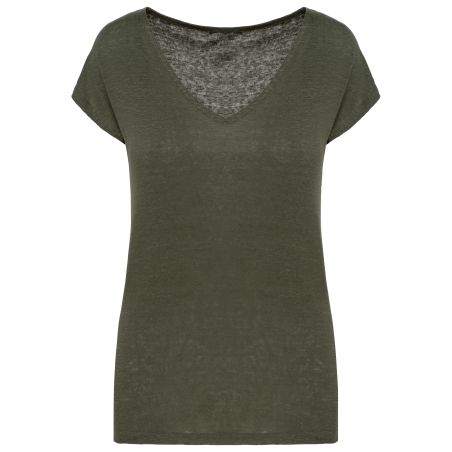T-shirt col V en lin femme