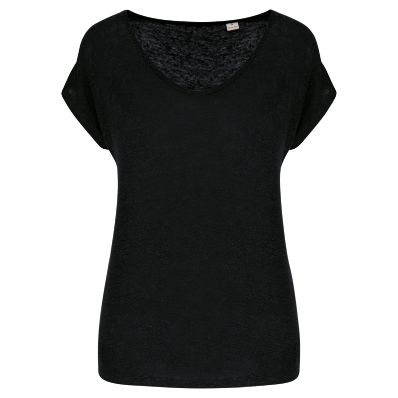 T-shirt col V en lin femme