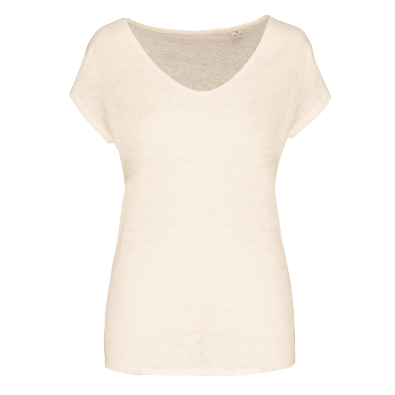 T-shirt col V en lin femme