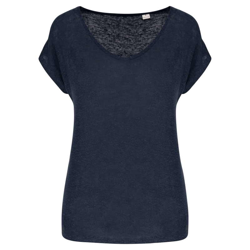 T-shirt col V en lin femme