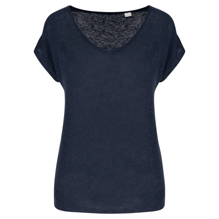 T-shirt col V en lin femme