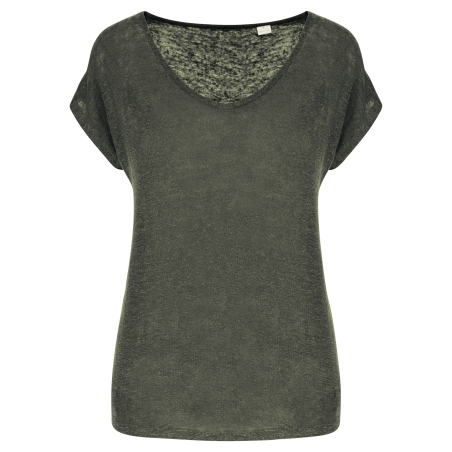 T-shirt col V en lin femme