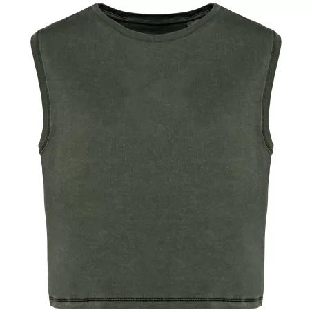 T-shirt écoresponsable crop sans manche femme