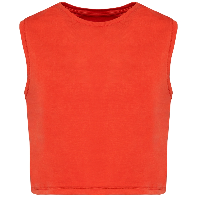 T-shirt écoresponsable crop sans manche femme