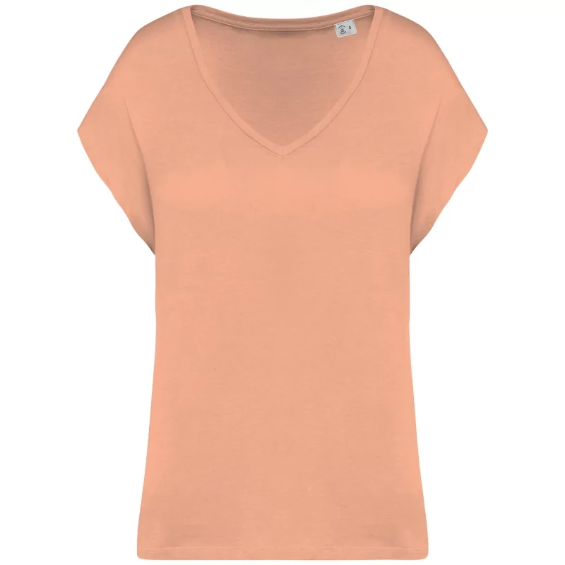 T-shirt écoresponsable loose à col V femme