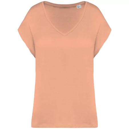 T-shirt écoresponsable loose à col V femme