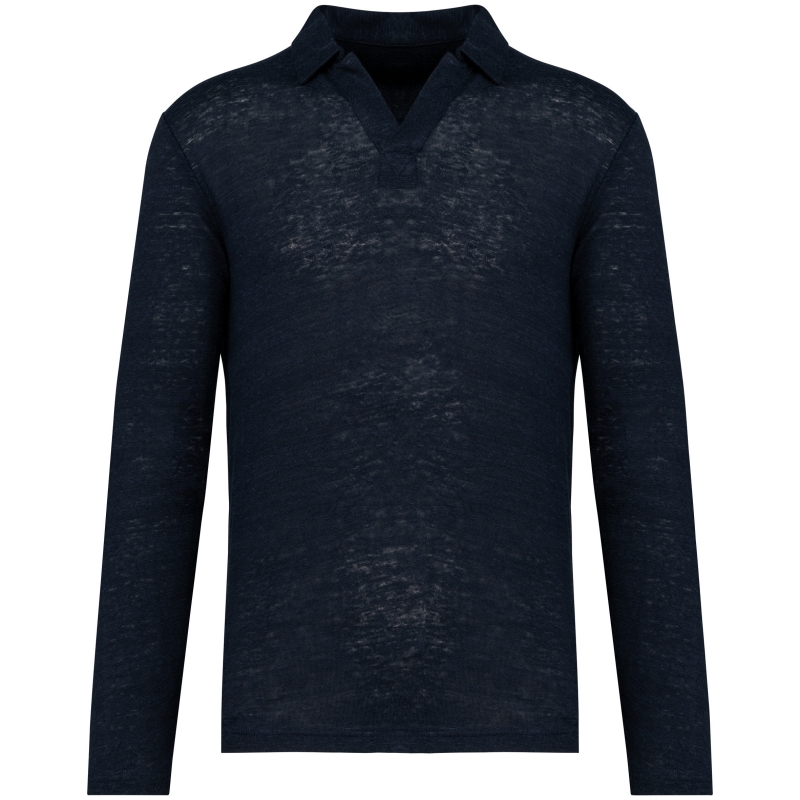 Polo manches longues en lin homme