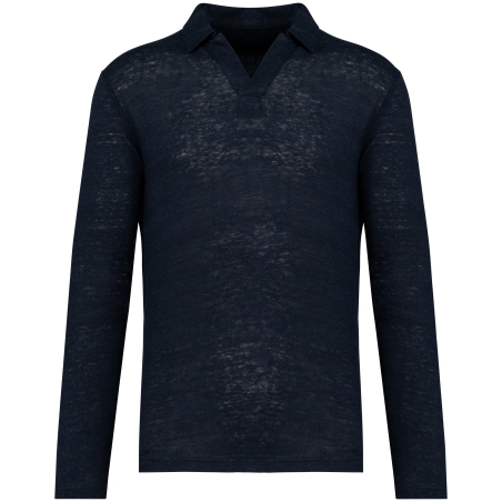 Polo manches longues en lin homme