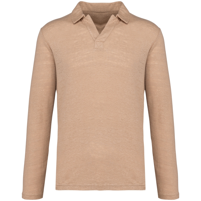 Polo manches longues en lin homme