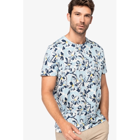 T-shirt écoresponsable imprimé tropical homme