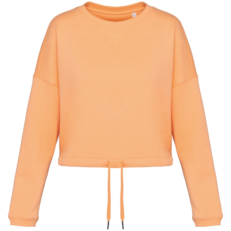 Sweat-shirt écoresponsable à col rond oversize crop femme