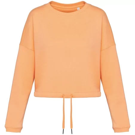 Sweat-shirt écoresponsable à col rond oversize crop femme